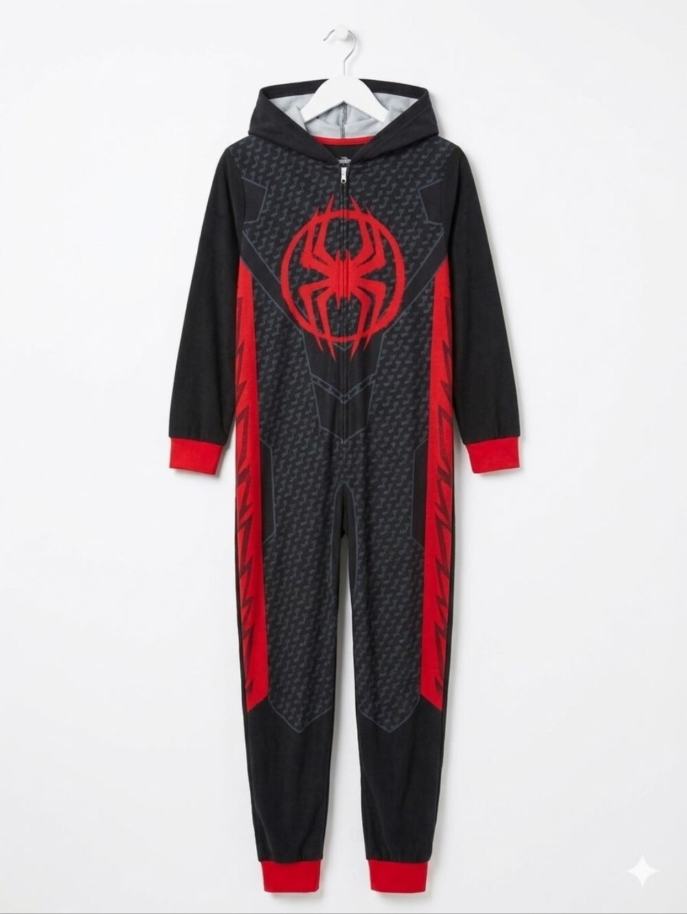 Marvel Black and Red Spider Emblem Kids One-Piece Hoodie